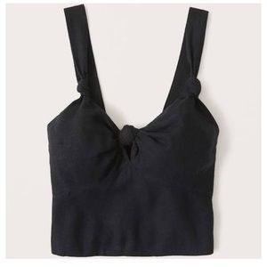 Black linen tank with knot details
